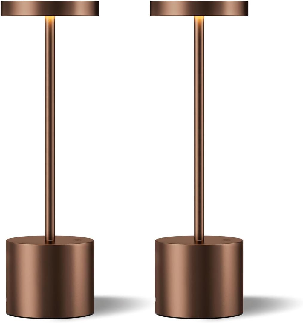Kakanuo Brown Cordless Lamp Set, Rechargeable Lamp, 3 Color Temperature, LED Outdoor Wireless Lamps, Battery Operated Lamps, Stepless Dimmable, Touch Control