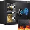 ADIMO Biometric Safe Box, 1.2 CuFt Home Safe with Biometric Fingerprint & Touchscreen, Removable Shelf & Alarm System, Money Box for Documents& Valuables Home Office Hotel
