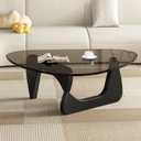 Modern Glass Coffee Table, Mid Century Coffee Table, Small Coffee Table for Living Room,Suitable for Bedroom Living Room Reception Office Tables (Black/Grey, Small)