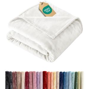 Ultra Soft Fleece Blanket Twin Size - Flannel Fleece Luxury Twin Blanket - Lightweight for Couch Bed Chair - Thick, Warm and Breathable - All Season Cozy Fuzzy, Anti-Static Microplush Bedding, White