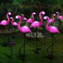 Geelin 9 Packs Pink Flamingo Solar Outdoor Light Decoration IP55 Waterproof Flamingo Solar Stake Lights LED Solar Powered Pathway Lights for Garden Yard Patio Lawn Walkway Driveway (Classic)
