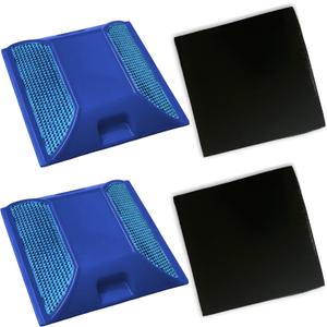 Blue Road Reflectors For Fire Hydrant Pack of 2 + Adhesive Pads | 4 by 4 inch Street Pavement & Asphalt Stud Markers | Reflecting for Speed Bumps, Sidewalks, Pedestrian Crossings, Freeways & Driveways