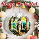 Jesus Stained Glass Christmas Decorations - Religious Christmas Ornaments | Christian Home Decor | Holiday Ornaments Religious Gifts | Christian Gifts | Lord Jesus Gift for Easter or Xmas