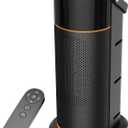 Portable Electric Space Heater - 1500W PTC Ceramic Fast Safety Heat Heaters with Remote, Timer, 70 Swing, LED Display and Child Lock for Office Bedroom Home Indoor Use (Without flame lamp, Black)