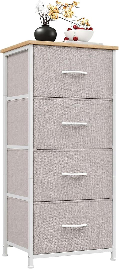 Somdot Tall Dresser for Bedroom with 4 Drawers, Storage Organizer Chest of Drawers with Removable Fabric Bins for Living Room Closet Bedside Nursery Laundry Entryway Hallway, Ash Grey (11.8"D x 16.5"W x 36.6"H (4 Drawers))