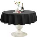 Softalker Round Tablecloth Waterproof & Stain Resistant Table Cloth Wrinkle Free Fabric Washable Polyester Table Cover for Dining/ Party/ Buffet/ Wedding (120 inch, Black)