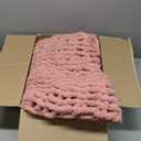 L'AGRATY Chunky Knit Blanket Throw: 72''x84'' Chenille Chunky Knitted Throw Blanket for Bed Couch - Handmade Thick Big Cable Knit Blanket - Large Chunky Crochet Blanket for Home Decor(Rose Pink)