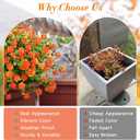 Fall Decor, Fake Mums, 24 Bundles Fall Flowers, UV Resistant Artificial Mums for Outdoors, Faux Mums for Outside, Fall Flowers Plants Artificial for Decoration For Home Porch Thanksgiving - Orange Red