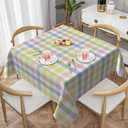 Happy Easter Tablecloth 54x54 Inch Square, Watercolor Buffalo Check Plaid Tablecloths Spring Easter square Table Cloths Coloring Holiday Table Covers for Kitchen Party Dinner Tabletop Decoration