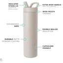 Simple Modern Water Bottle with Straw lid | Insulated Stainless Steel Thermos | Reusable Travel Water Bottles for Gym & Sports | Leak Proof & BPA Free | 24oz, Almond Birch