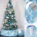 Soulchen 31.5 Inch Coastal Christmas Tree Collar Starfish Ocean Beach Blue Hexagon Fabric Collapsible Skirt Xmas Tree Collar for Artificial Trees Festive Holiday Nautical Decoration