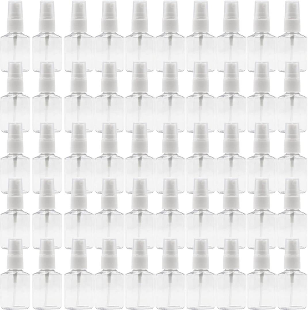 50 Pack 1 oz/30ml Empty Mini Clear Plastic Spray Bottles With Lid Fine Mist Travel Size Bottle Refillable Liquid Containers for Cosmetics,PerfumesSampleEyeglass Cleaner,30pwbj