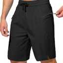Men's Swim Trunks Quick Dry Board Shorts with Zipper Pockets Beach Shorts Bathing Suits for Men - No Mesh Liner (Medium, Black)