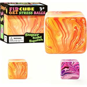 1 Pack Fidget Toys Squishy Stress Cube, Stress Balls for Kids Adults Squishies Stress Relief, Ice Squishy Cube Sugar Balls, Sensory Toys for Kids with Autism, Fidgets for Classroom Prize Toys (Orange)