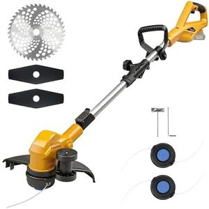 Cordless Weed Wacker & Edger for Dewalt 20V Battery, 3-in-1 Folding 150cm/59in Brushless Electric String Trimmer, Grass Cutter with 3 Types Blades for Lawn, Yard and Bush Trimming(No Battery)