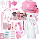 Sundaymot Doctor Kit for Girls, 34 Pcs Doctor kit for Toddlers 3-5 with Medical Storage Bag & Real Stethoscope Pretend Play Doctor Set, Doctor Play Gift for Kids Toddlers Role Play
