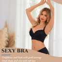 Push Up Bras for Women Lace Underwire Add One Cup Bra with Support Smoothing Bra(34B-46DD) (Black)