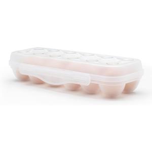 Egg Holder for Fridge, Egg Organizer for Refrigerator, Portable Egg Tray with Lid, Stackable Egg Storage with Safety Buckle (1)