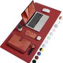 TOWWI Dual Sided Desk Pad, Large Desk Mat, Waterproof Desk Blotter Protector Mouse Pad, Leather Desk Pad Large for Keyboard and Mouse (24" x 14", Red/Blue)