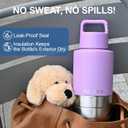 KEWIXY Insulated Dog Travel Water Bottle with Detachable Bowls, 3 in 1 Portable Dog Water Bottle Dispenser, Dog Accessories for Walking, Hiking, Camping, Outdoor (Lavender, 32 Oz)