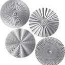 Hicarer 4 Pcs 12 Inch Metal Wall Art Decor Sunburst Hanging Metal Artwork Decor Wall Art Decorations for Home Living Room Office Gift for Christmas(Silver)