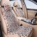 Fluffy Leopard Seat Covers for Cars Front Seat Covers Carseat Front Two Seat Protectors with 2 Neck Pillows for Truck SUV Auto-Beige Leopard Front-6 PCS