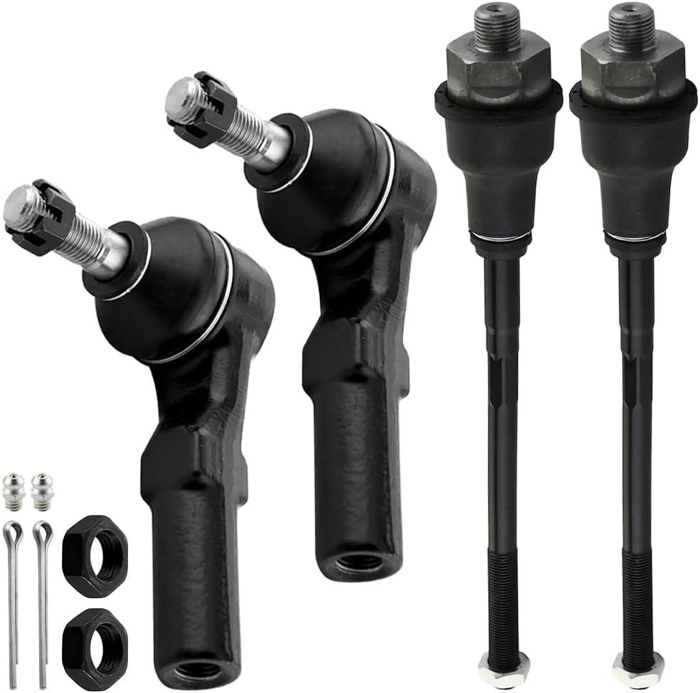 4PCS Front Inner and Outer Tie Rod Ends for 2001-2010 Chevy Silverado GMC Sierra 1500 2500, Chevy Suburban Avalanche, GMC Yukon XL, Hummer H2 Inner and Outer Tie Rod End ES3488 ES3609