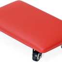 Roller Seat 360 Degree Rotating Low Stool with Wheel Chair PU Leather Universal Swivel Wheels Stool for Home Office Fitness and Garage (Rectangle Red)