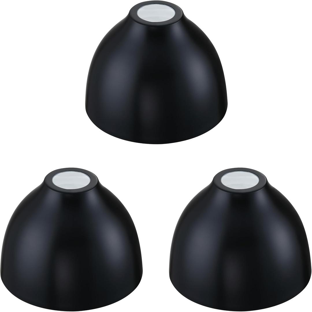 Industrial 6.5" Metal Drum Replacement Shades,1.6" Fitter Opening for Threaded Medium Base Socket,H5"*D6.5" Black Finish 3 Pack