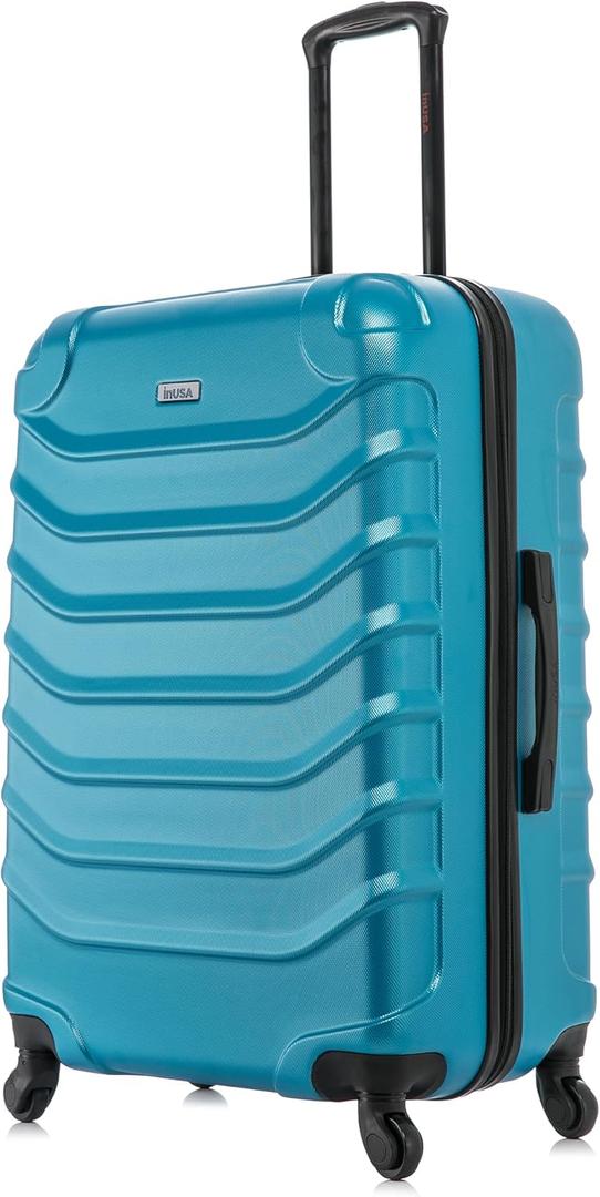 InUSA ENDURANCE Luggage with Spinner Wheels | Durable Lightweight Hardside Suitcase, Spacious Travel Bag with Handle and Trolley | 28-Inch Large Checked Luggage | Teal