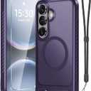 RMOCR for Samsung Galaxy S26 Case with Screen Protector+Lanyard Wrist Strap,Magnetic Translucent Matte Rugged Slim Phone Cover Built in Invisible Kickstand [Fit for MagSafe],2026 Purple