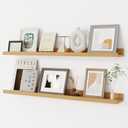 Dreamland Picture Ledge Shelf for Wall, Floating Shelves Set of 2, 36 Inch Long Floating Shelves with Lip for Living Room, Bedroom, Bathroom, Kitchen, Oak (36inch)