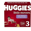 Baby Diapers Bundle: Huggies Little Movers Diapers Size 3 (16-28 lbs), 156ct