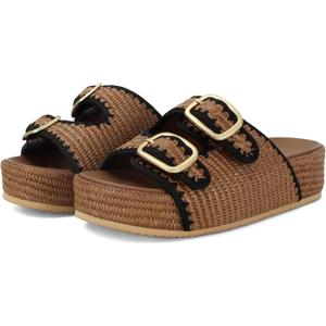 Raffia Sandals for Women Platform Slide Sandals Espadrille Adjustable Double Buckle Summer Comfortable Cute Woven Casual Beach Shoes Size 10