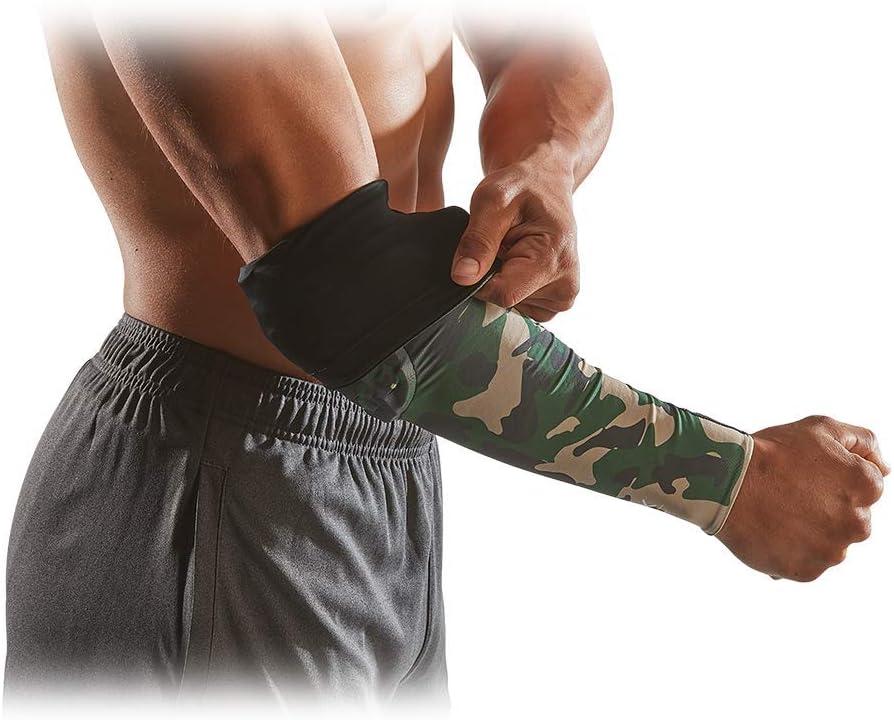 McDavid Basketball Reversible Shooter Arm Sleeve with HEX. Elbow Compression Sleeve with Padding (1 Sleeve) (Blk/Stcamo)