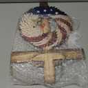 4th of July Patriotic Door Decor Cross Eagle Wreath Red White Blue 250th Anniversary Wreath Wooden Hanging Sign for American Independence Day, Memorial Day.