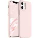 AOTESIER Shockproof Designed for iPhone 12 Mini Case, Food Grade Liquid Silicone Phone Case with [Soft Anti-Scratch Microfiber Lining] Drop Protection 5.4 inch Slim Thin Cover, Chalk Pink