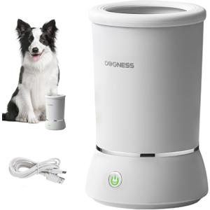 DOGNESS Automatic Dog Paw Cleaner and Massager, Electric Paw Washer for Dogs Portable Paw Cleaner Cup, Dog Foot Cleaning Machine USB Rechargeable, Designed for Small to Medium Dogs (White) (Small & Medium Dogs)