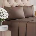 Cal King Size 4 Piece Sheet Set - Comfy Breathable & Cooling Bed Sheets Set - Hotel Luxury Bedding for Women, Men, Kids, Teens, Boys & Girls - Deep Pockets, Ultra-Soft, Wrinkle Free - Oeko-Tex - Brown