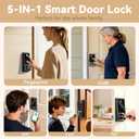 IRONZON Smart Door Lock, 5-in-1 Keypad Deadbolt for Front Door, Keyless Entry Door Lock with App Control, Auto-Lock, Anti-Peeping Password, 4 IC Cards, 15-Min Installation, Black