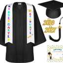 Lasnten Matte Kindergarten Graduation Gown Cap Tassel Set with 2026/2027 Charm Stole Accessories for Kids Grad Gift (Black, S)
