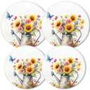 Round Stove Burner Covers For Electric Stove,Sunflower And Wildflowers Print Gas Stove Burner Covers Set Of 4, 8 Inches And 10 Inches Cooktop Decorative Stove Top Covers Lavender