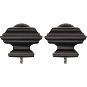 KAMANINA Square Replacement Finials for 1 and 7/8 Inch Black Curtain rods, M6 Screw Rod Finials, Set of 2