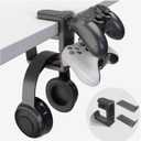 Rotating Headphone Hanger Desk Headphone Stand Gaming Headset Stand,360 Degree Rotation Clamp-on Headphone Holder for Gaming PC Accessories (Black 1)