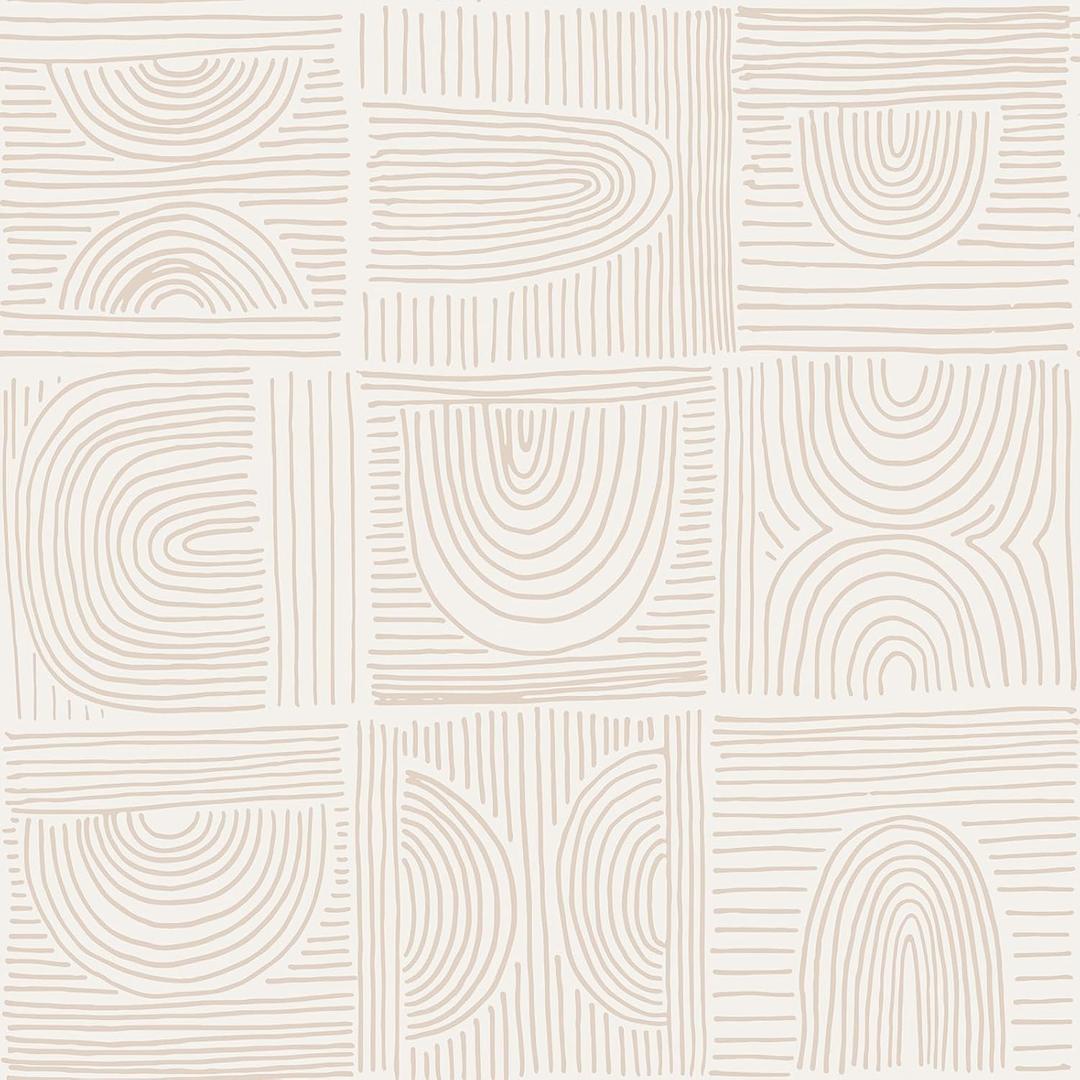 2 x VEELIKE Retro Geometric Peel and Stick Wallpaper Boho Geometric Wallpaper for Bathroom Bedroom 17.7''x118'' Mid Century Art Deco Wallpaper Removable Self Adhesive Abstract Wall Paper for Living Room