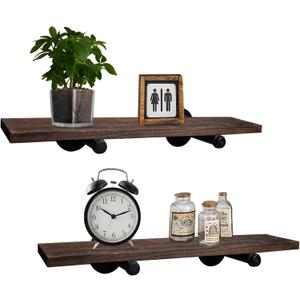 DSDS Wall Mounted Floating Shelves, 23.6 Inch Rustic Farmhouse Floating ShelvesWall Mounted Wood Shelving Storage Home Decor for Bathroom Living Room Bedroom Kitchen Office23.65.5 inchSet of 2
