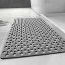 Casa and Beyond Shower Mat Premium Non Slip Bath Mat Extra Soft TPE with Strong Suction Cups Fast Dry Textured Surface(Grey,27.6" x 15")