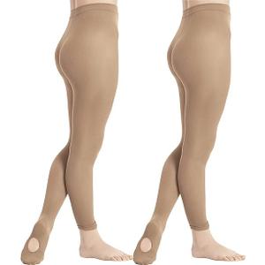 DIPUG 2 Pairs Girls' Convertible Ballet Tights/Soft Transition Dance Tight(Toddler/Kids) M
