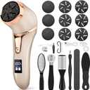 Electric Callus Remover for Feet, Portable Pedicure Kit Foot File Callus Remover, Rechargeable Waterproof Foot File for Foot Care Deadskin Remover with 9Head&LCD Display, Gold