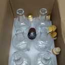 Mfacoy Set of 6 Glass Bottles, 12 oz Clear Liquor Bottles, Heavy Base Glass Bottle with T-Top Cap, Vodka Bottle for Wine Beverages Drinks Oil Vinegar Kombucha Beer with Cork Stopper Airtight Lid